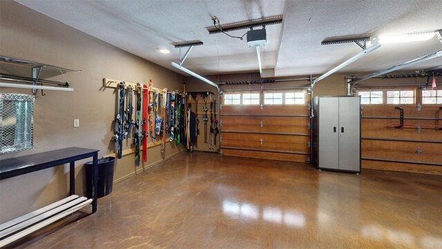 garage with a garage door opener