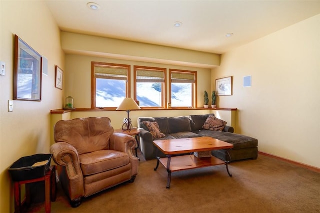 living room featuring carpet floors