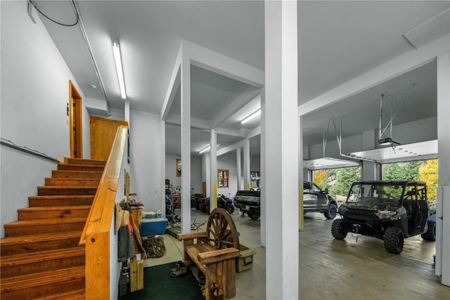 stairway with concrete floors