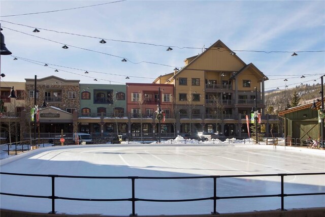 view of snow covered pool