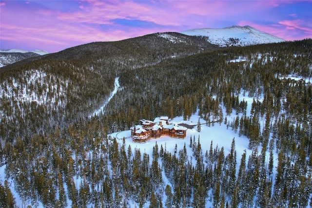 property view of mountains featuring a view of trees