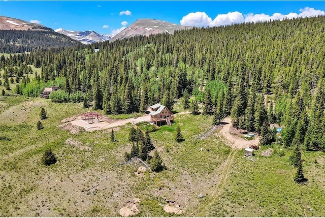 drone / aerial view with a mountain view