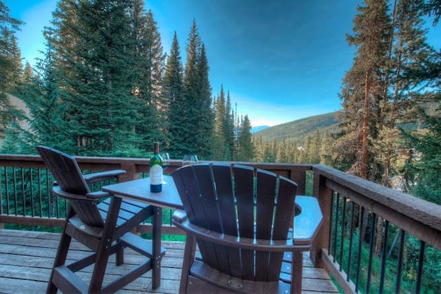 deck featuring a mountain view