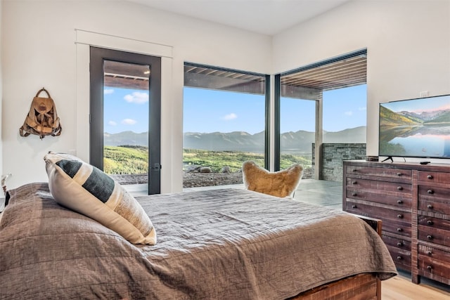 bedroom with light hardwood / wood-style flooring