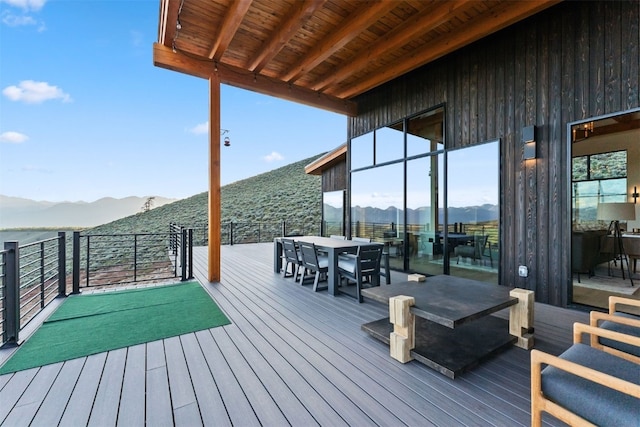 deck with a mountain view