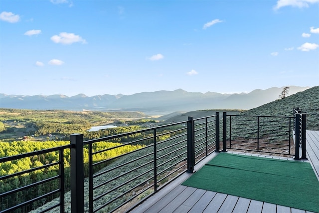 deck with a mountain view