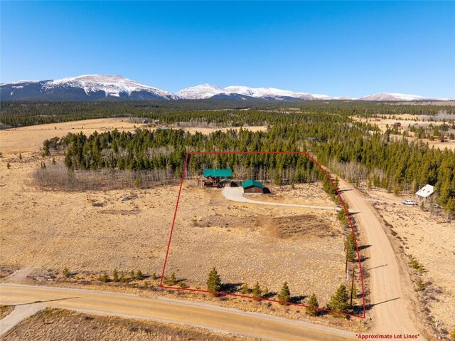 aerial view with a mountain view