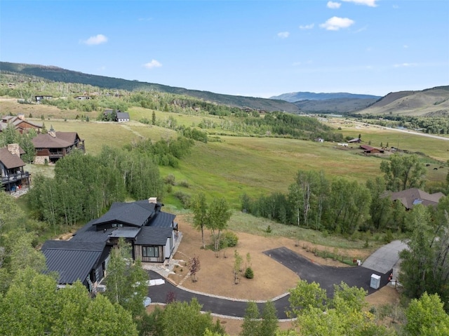 drone / aerial view with a mountain view