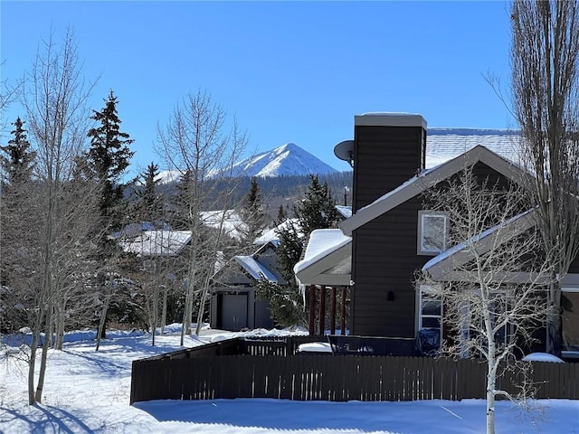 exterior space featuring a mountain view