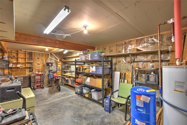 storage room featuring gas water heater