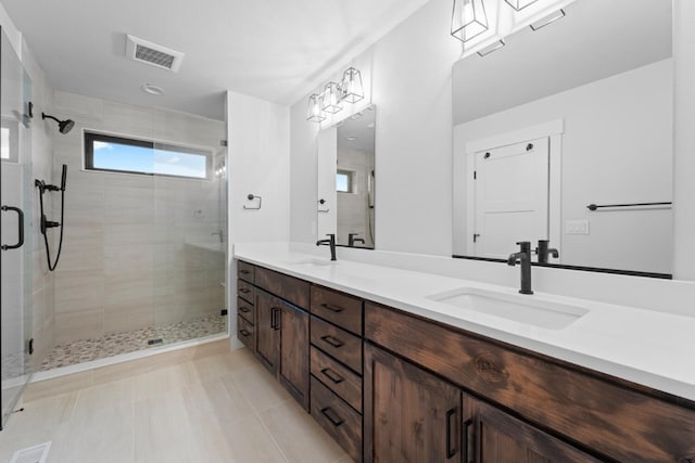 bathroom featuring vanity and walk in shower