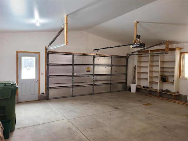 garage with a garage door opener