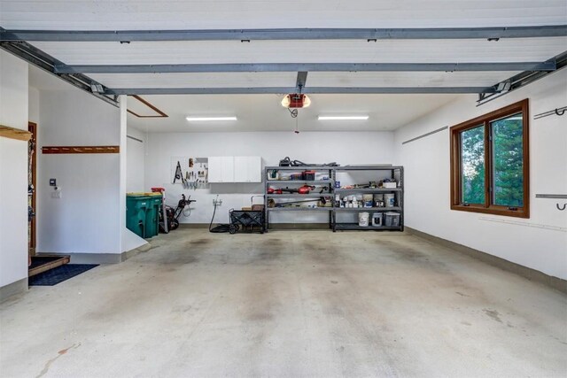 garage with a garage door opener