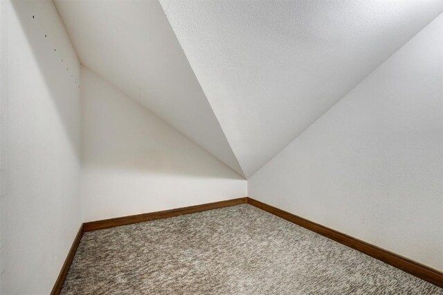 additional living space featuring carpet flooring and lofted ceiling