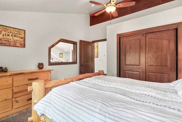 bedroom with a closet and ceiling fan