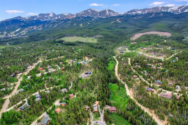 bird's eye view with a mountain view