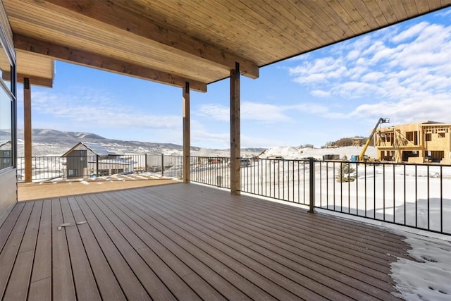 deck featuring a mountain view