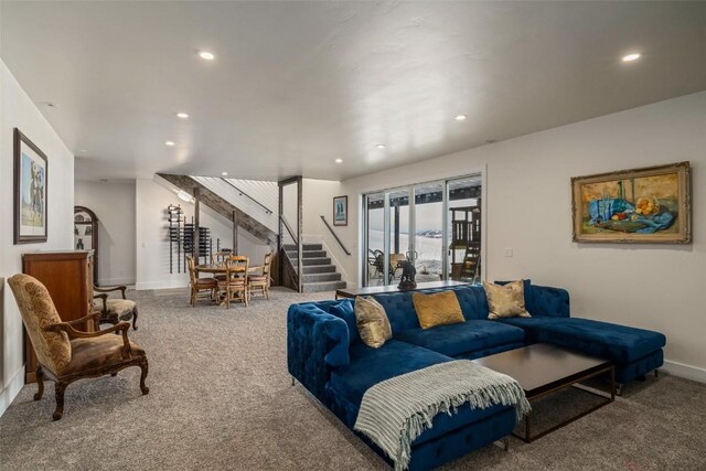 dining room with carpet floors