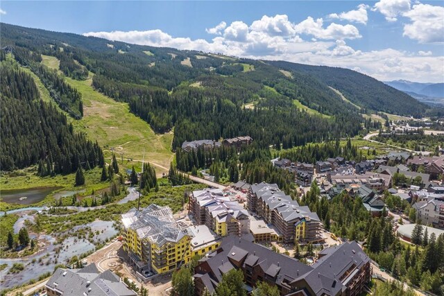 aerial view with a mountain view