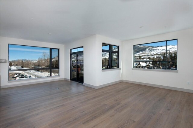 spare room featuring a healthy amount of sunlight and hardwood / wood-style flooring