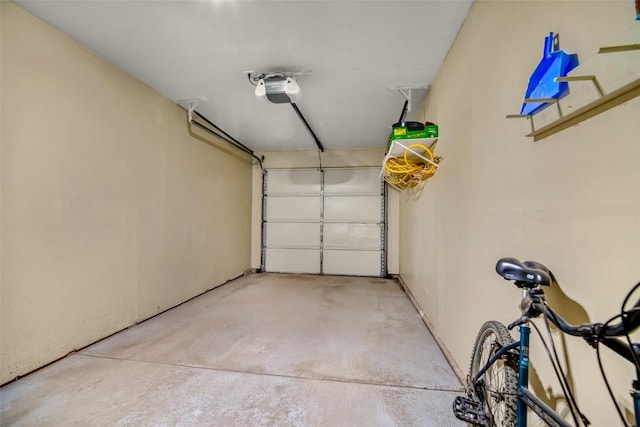 garage with a garage door opener