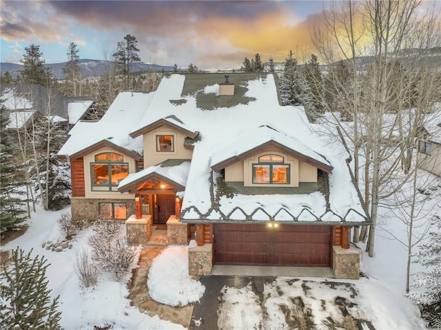 view of front of house with a garage