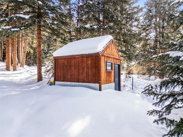 view of snow covered structure