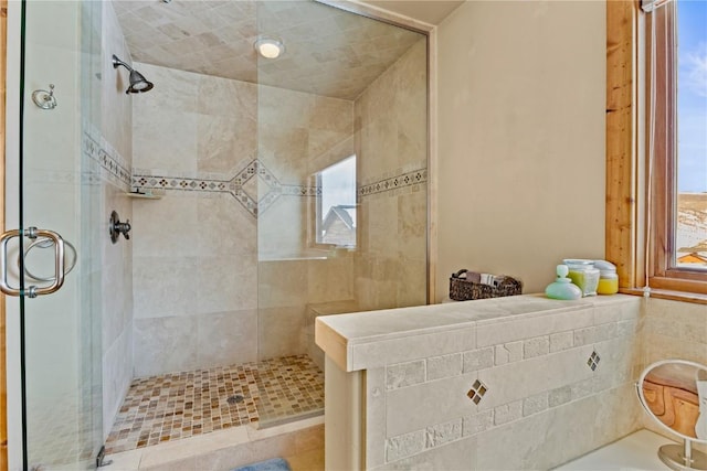 full bathroom with a shower stall