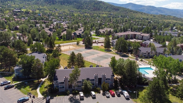 bird's eye view featuring a mountain view