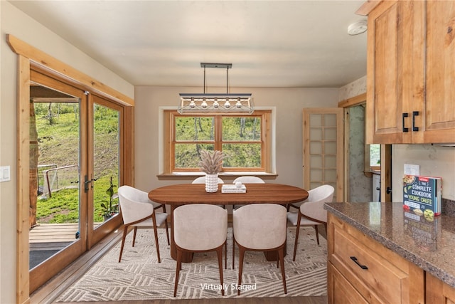 dining space featuring a healthy amount of sunlight and french doors