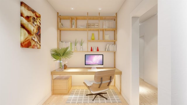 home office featuring light hardwood / wood-style floors