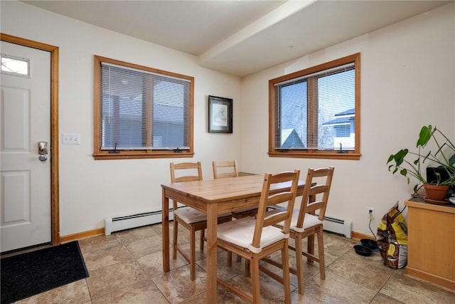 dining room with baseboard heating