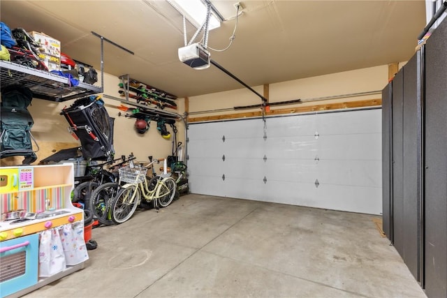 garage with a garage door opener