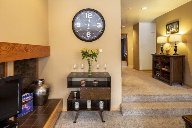 interior space featuring carpet floors