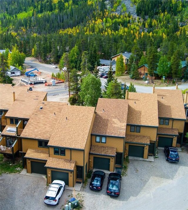 aerial view with a mountain view