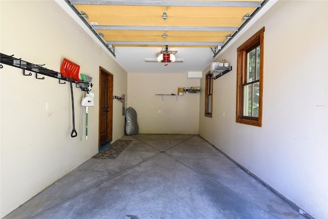 garage with a garage door opener