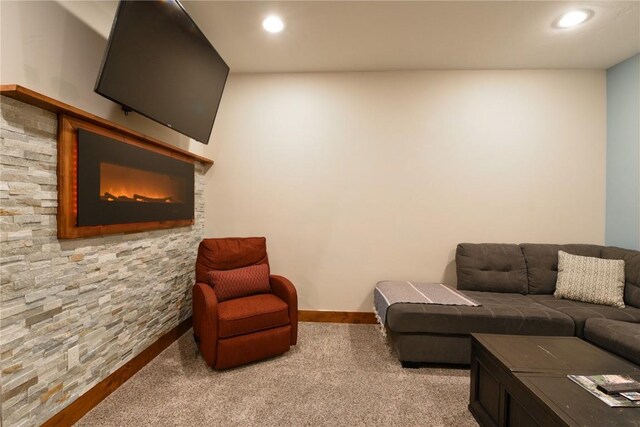 living room featuring carpet flooring