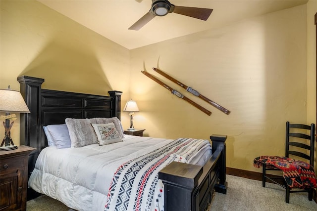 bedroom with carpet and ceiling fan