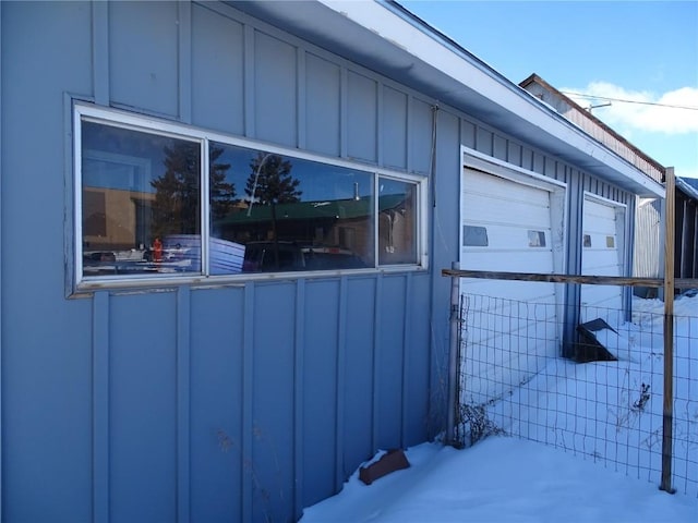 view of snow covered exterior