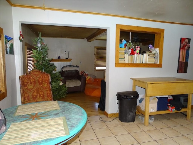 dining area featuring light tile patterned floors