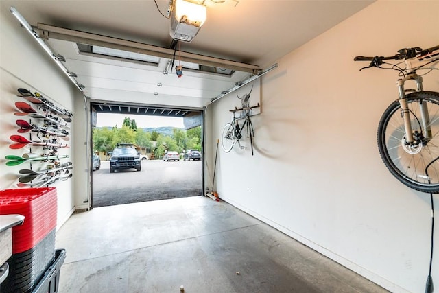 garage with a garage door opener