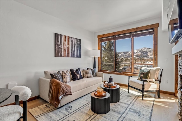 living room featuring baseboards and wood finished floors