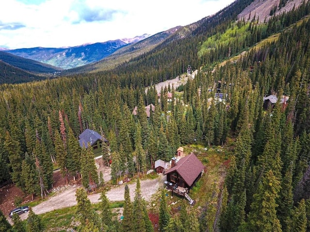 aerial view with a mountain view