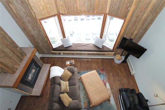 living area with wood finished floors