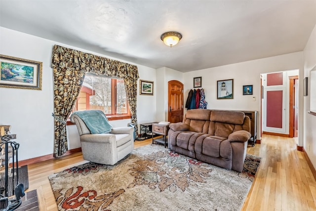 living room featuring light hardwood / wood-style floors