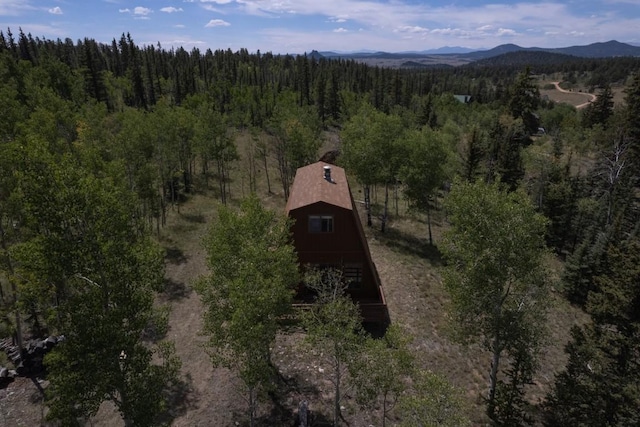 birds eye view of property with a mountain view