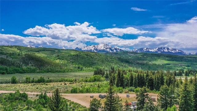 property view of mountains with a forest view