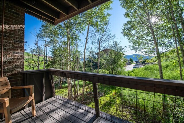 balcony with a mountain view