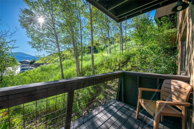 deck featuring a mountain view