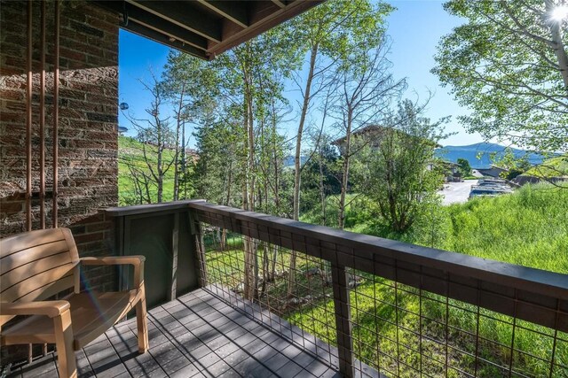 balcony with a mountain view